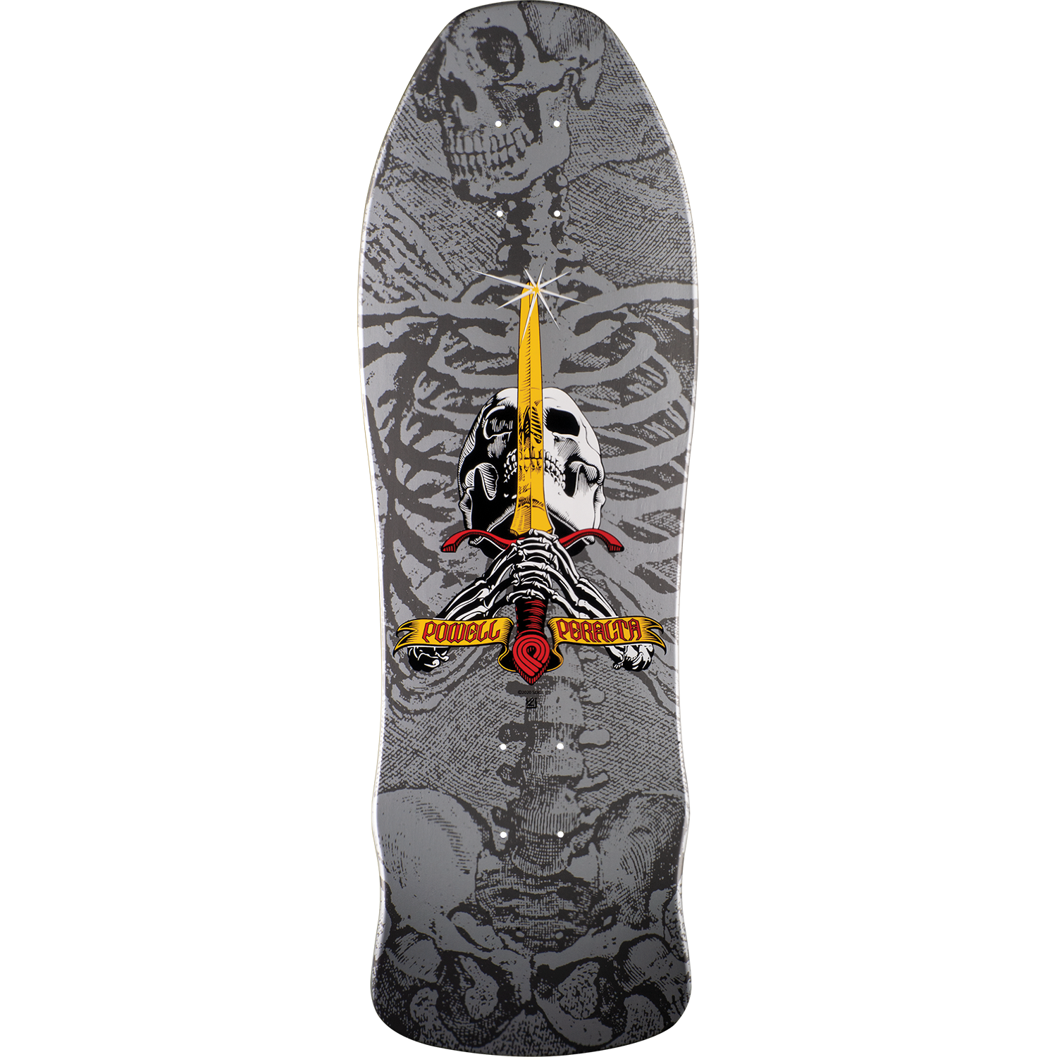 POWELL PERALTA GEEGAH SKULL AND SWORD DECK-9.75x30 SILVER