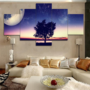 5 Pieces fantasy landscape tree canvas oil painting