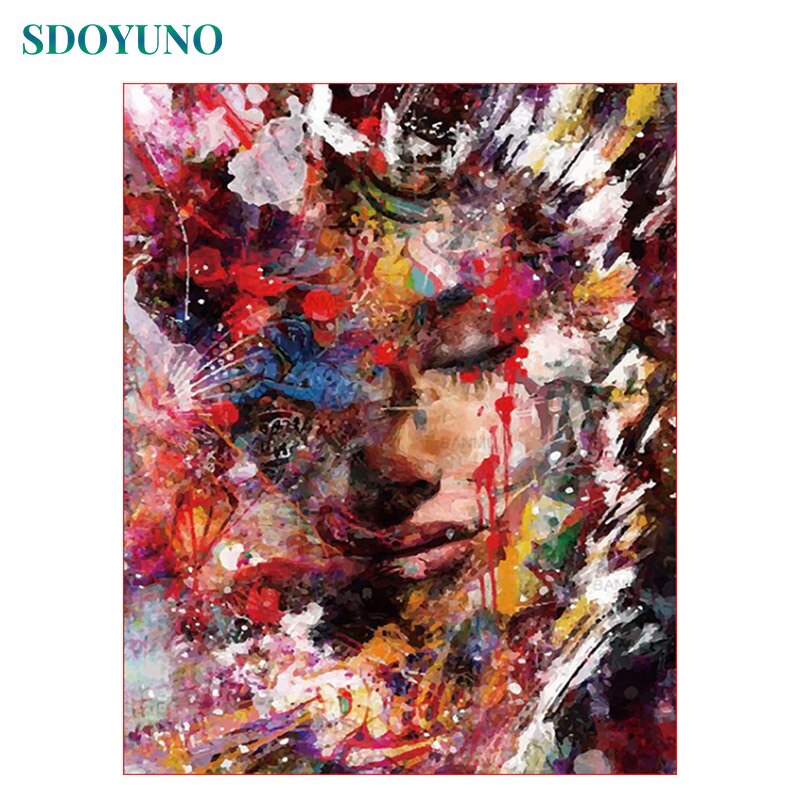 SDOYUNO 60x75cm pictures by numbers DIY Frame Painting By Numbers Adults Figure Painting on canvas Home Decor Wall Art