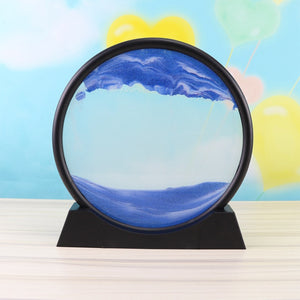 Hourglass 3D Moving Sand Art Picture Round Glass 3D Deep Sea Sandscape In Motion Display Flowing Sand Frame Home Decoration