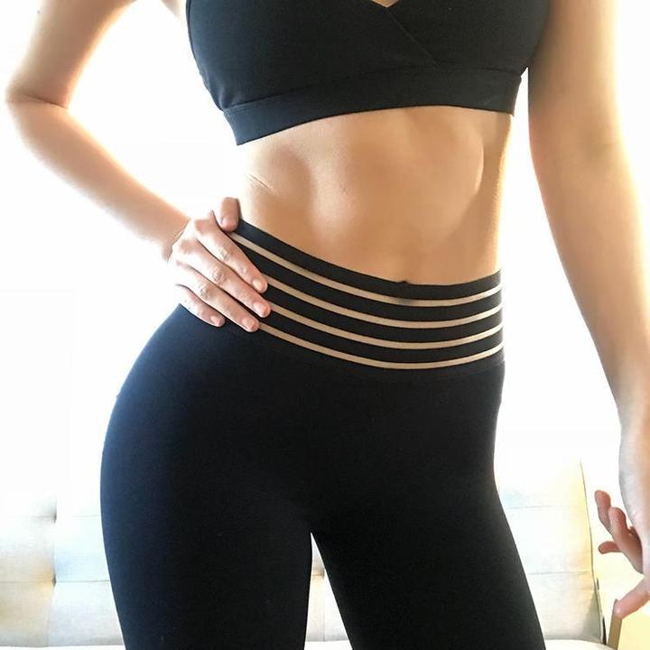 BEST SELLING! - Striped High Waist Pocket Push Up Tummy Control Fitness Leggings