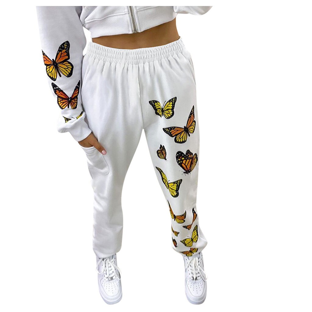 Butterfly Print High Waist Joggers Women Plus Size Baggy Pants Women Streetwear Oversized Trousers Harajuku Women Sweatpants