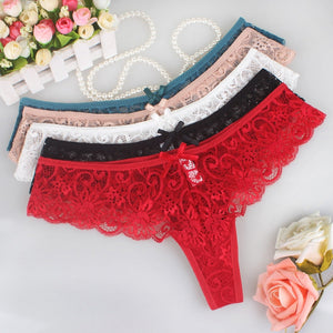 Set of 3 Sexy Lace Thongs G-Strings Low-Rise Panties
