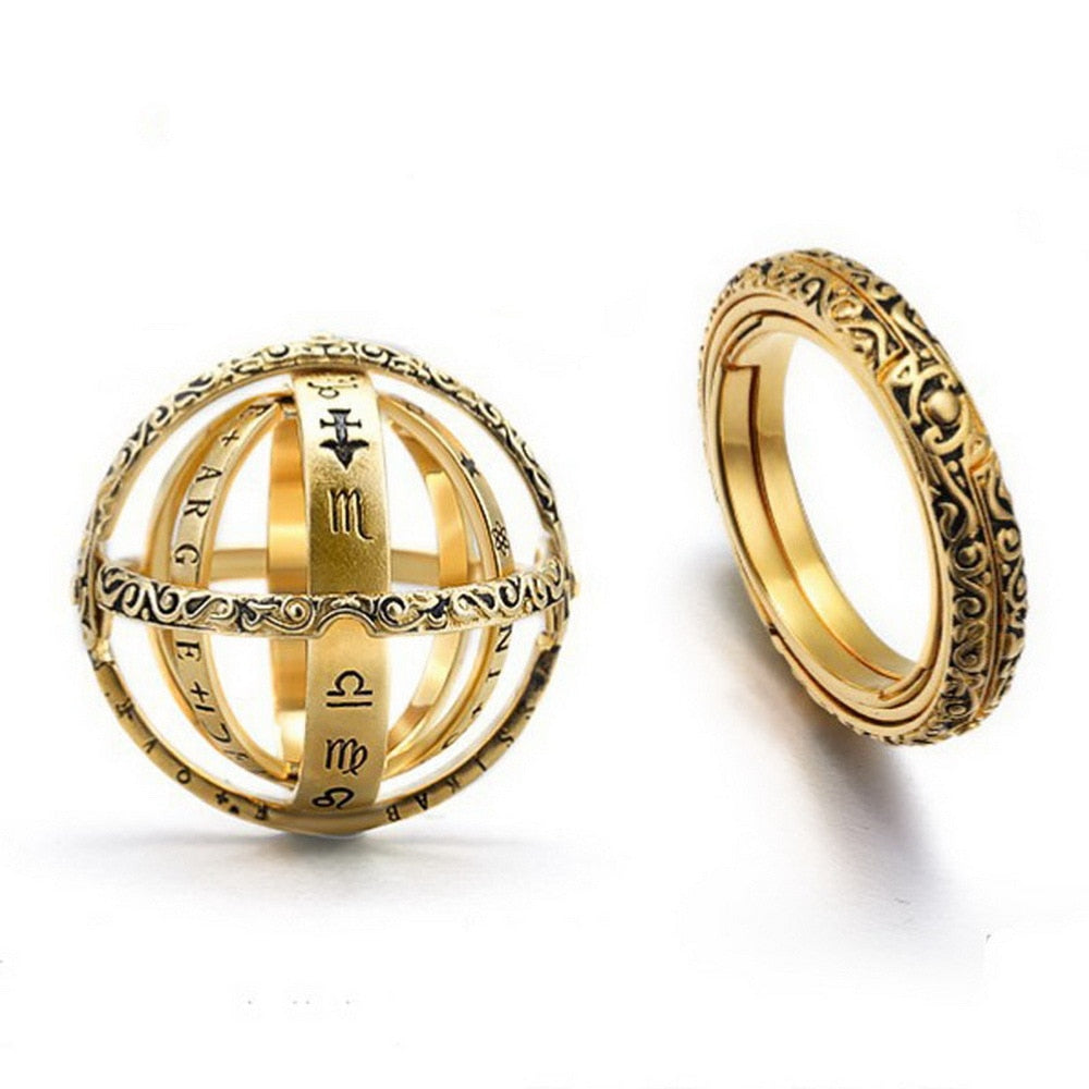 Vintage Astronomical Ball Rotating Cosmic Finger Ring