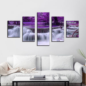 Large canvas wall art waterfall painting feng