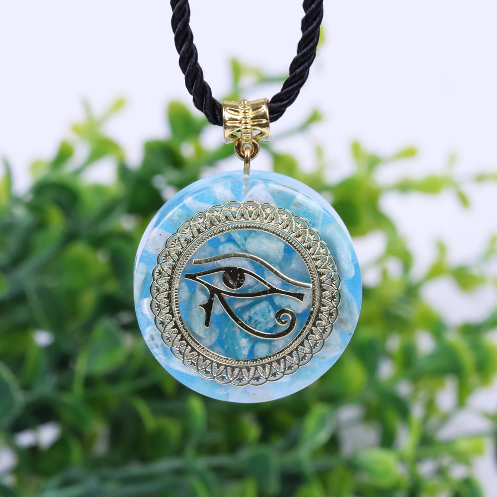 Orgone Pendant Necklace with Golden Eye of Horus