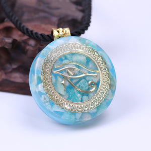 Orgone Pendant Necklace with Golden Eye of Horus