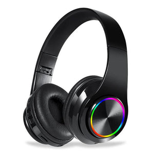 Wireless Bluetooth headphones luminous deep bass stereo sports headphones with microphone card slot Rainbow LED fashion headphones