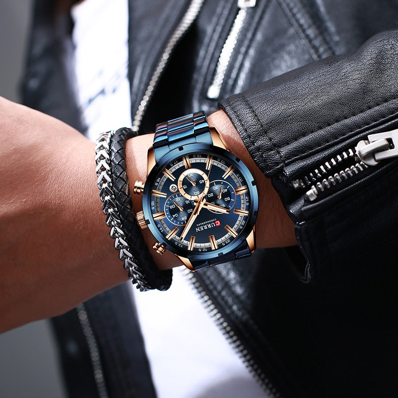 Men's Luxury Sports Quartz Full Steel Waterproof Chronograph Relogio Masculino Wristwatch