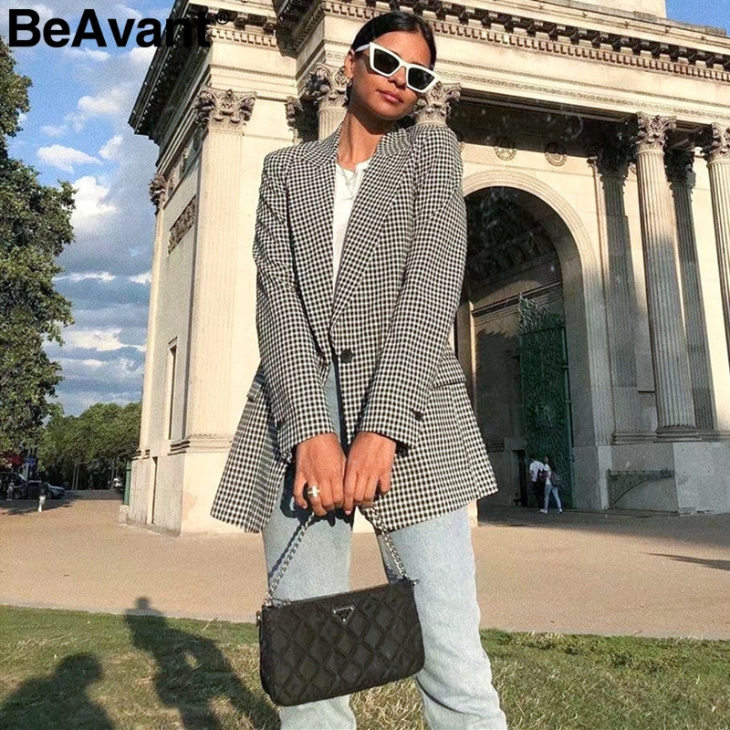 ANNU ATTIRE BeAvant Elegant women blazer Long sleeve pockets single button  female casual coat Office ladies outerwear chic tops