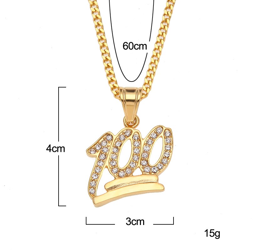 Gold Emoji 100 Logo Pendant Necklace