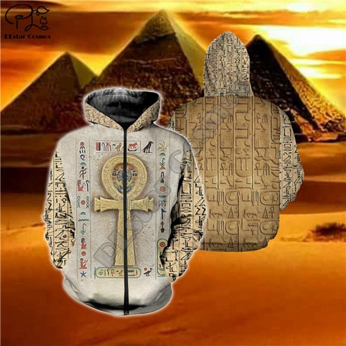 Men Unisex harajuku egyptian Full print 3d hoodie native indian Sweatshirt zipper women Pullover couples streetwear jacket E3