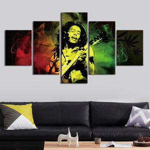 Grooving Bob Marley Canvas Painting 5 Panel