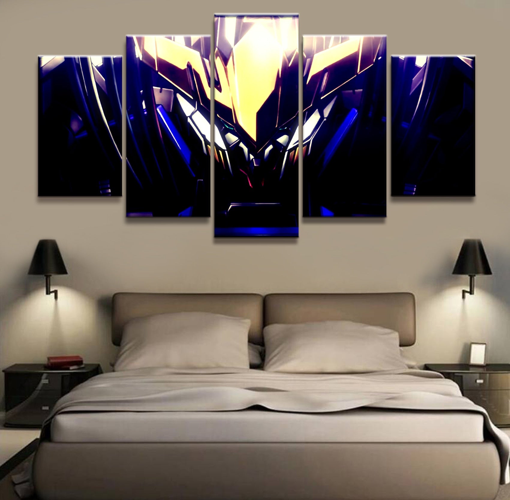 5 Panel Gundam Home Decor For Living Room Modern Cuadros Artwork