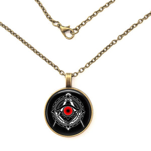 Illuminati Pendant Necklace Satanism Satanic Baphomet Freemason Masonic Jewelry Art Photo Necklace