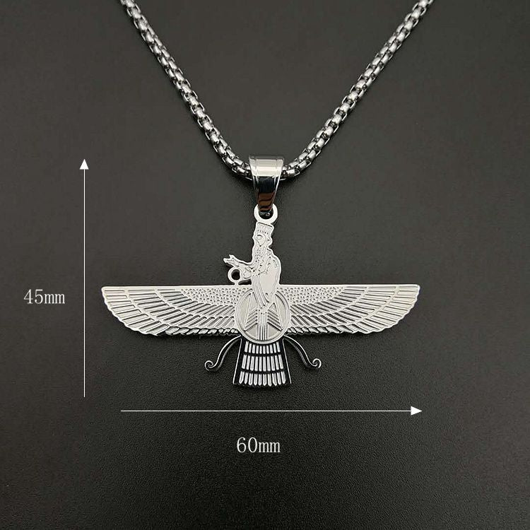 Ahura Mazda Pendant Necklaces Stainless Steel Male Vintage Zoroastrianism Necklace Hiphop Jewelry