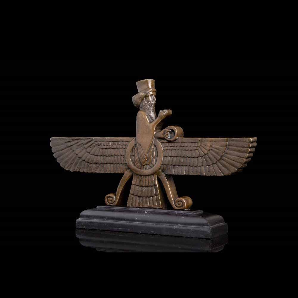 ATLIE Classical Bronze Zoroastrianism Mark Bronze Statues and Sculptures Religion Sign Figurines Art Decor