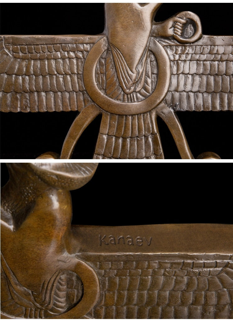 ATLIE Classical Bronze Zoroastrianism Mark Bronze Statues and Sculptures Religion Sign Figurines Art Decor