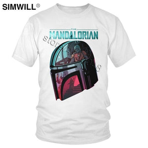 The Mandalorian T shirt Fashion Star Wars Tshirt Helmet Reflection Tee Short Sleeves 100% Cotton Leisure T-shirt Fan Apparel