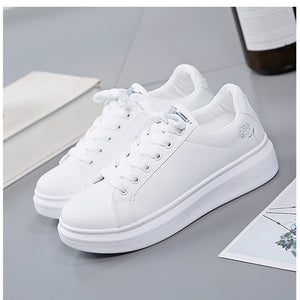 SMOOTH SK8 White Sneakers Breathable Flower Lace-Up Women Sneakers