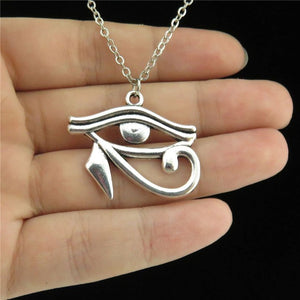 Horus Ra Amulet Egyptian Eye Pendant Short Chain Necklace 18"