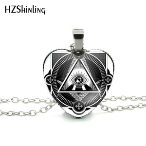 Illuminati Heart Necklace Tarot Card Symbol Heart Pendant Black and White Anasazi Jewelry Heart Shaped Necklace Pendant HZ3