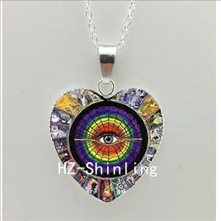 Illuminati Heart Necklace Tarot Card Symbol Heart Pendant Black and White Anasazi Jewelry Heart Shaped Necklace Pendant HZ3