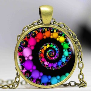 FIBONACCI Spiral Pendant fractal glass dome necklace sacred geometry jewelry