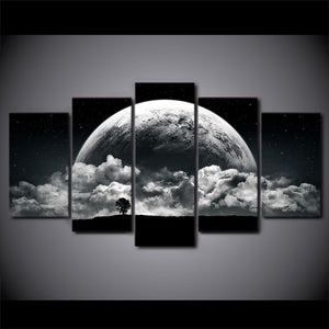 5 Panel Planet Landscape Printed Painting