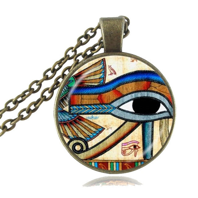 Ancient Eye of Horus Ra Ankh Necklace Cross of Life Pendant God Egypt Amulet Necklace Ward off Evil Spirit Mummy Egyptian HZ1