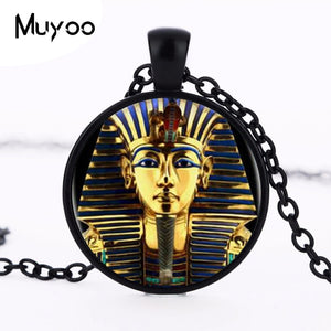 King Tut Logo Pendant Necklace Tutankhamun Golden King Art Handmade Resin Vintage Necklace Egyptian Jewelry Women Gift HZ1