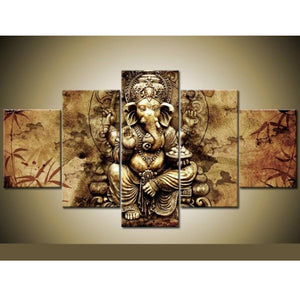5 Panel Ganesha Red Maple Tree Living Room Wall Modular Pictures Painting