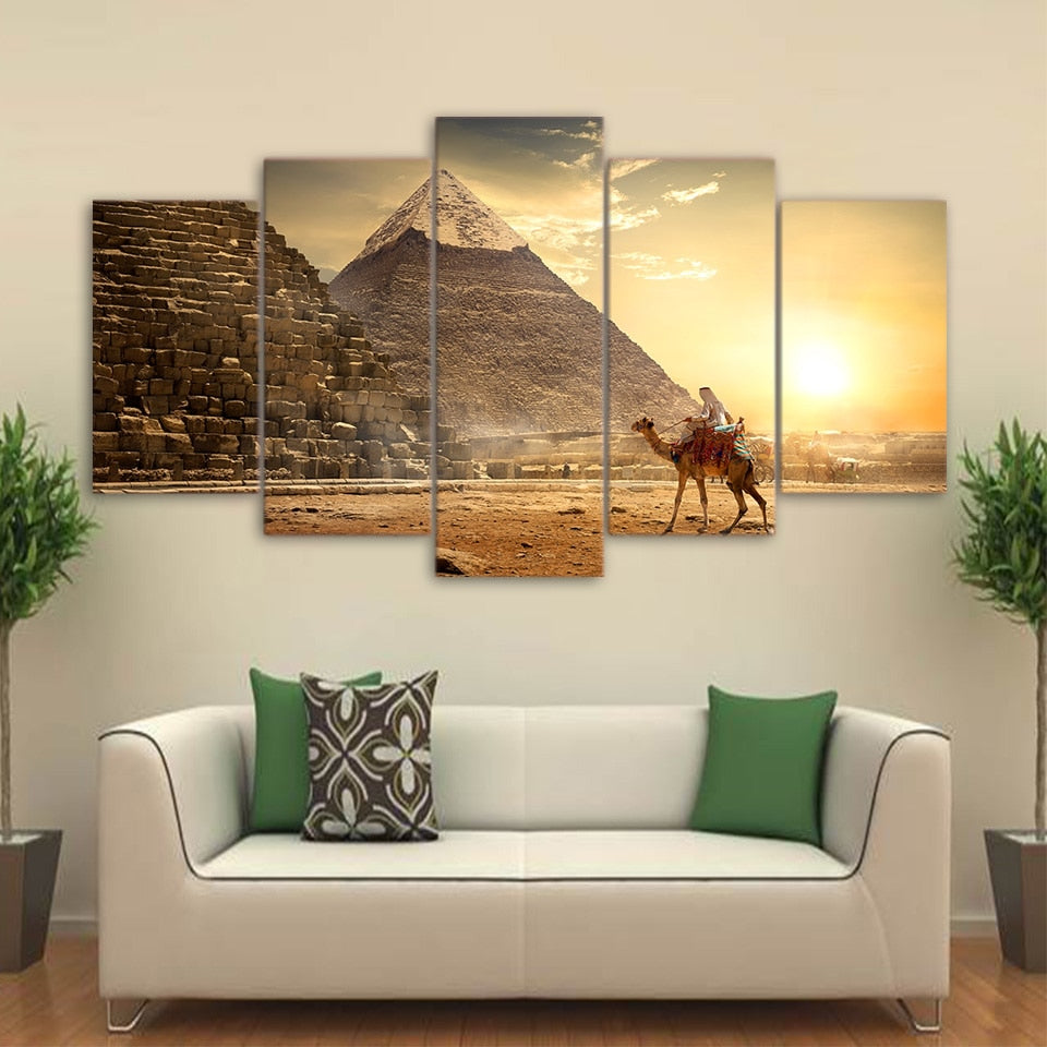 5 Panel Ancient Egypt Pyramid Painting Canvas