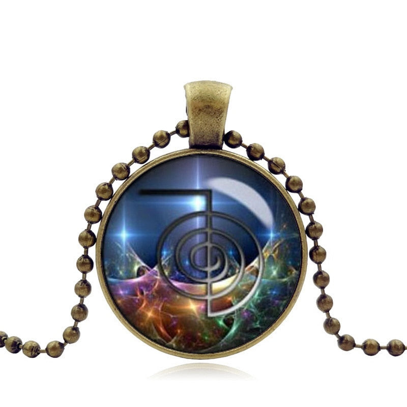 Cho Ku Rei Pendant Necklace Energy Healing Necklace Reiki Master Sacred Fractal Geometry Jewelry Yoga Necklace Women